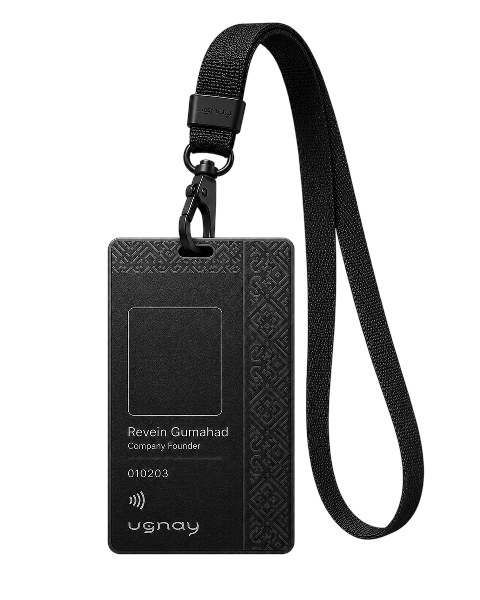 Black Ugnay smart ID with lanyard